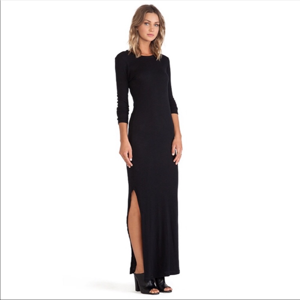 Enza Costa Cashmere Cotton Side Slit Maxi Dress